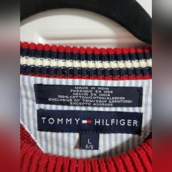 NWOT - Tommy Hilfiger - Mens Vibrant Red Crested Crewneck Sweater - Size L - Picture 4 of 4